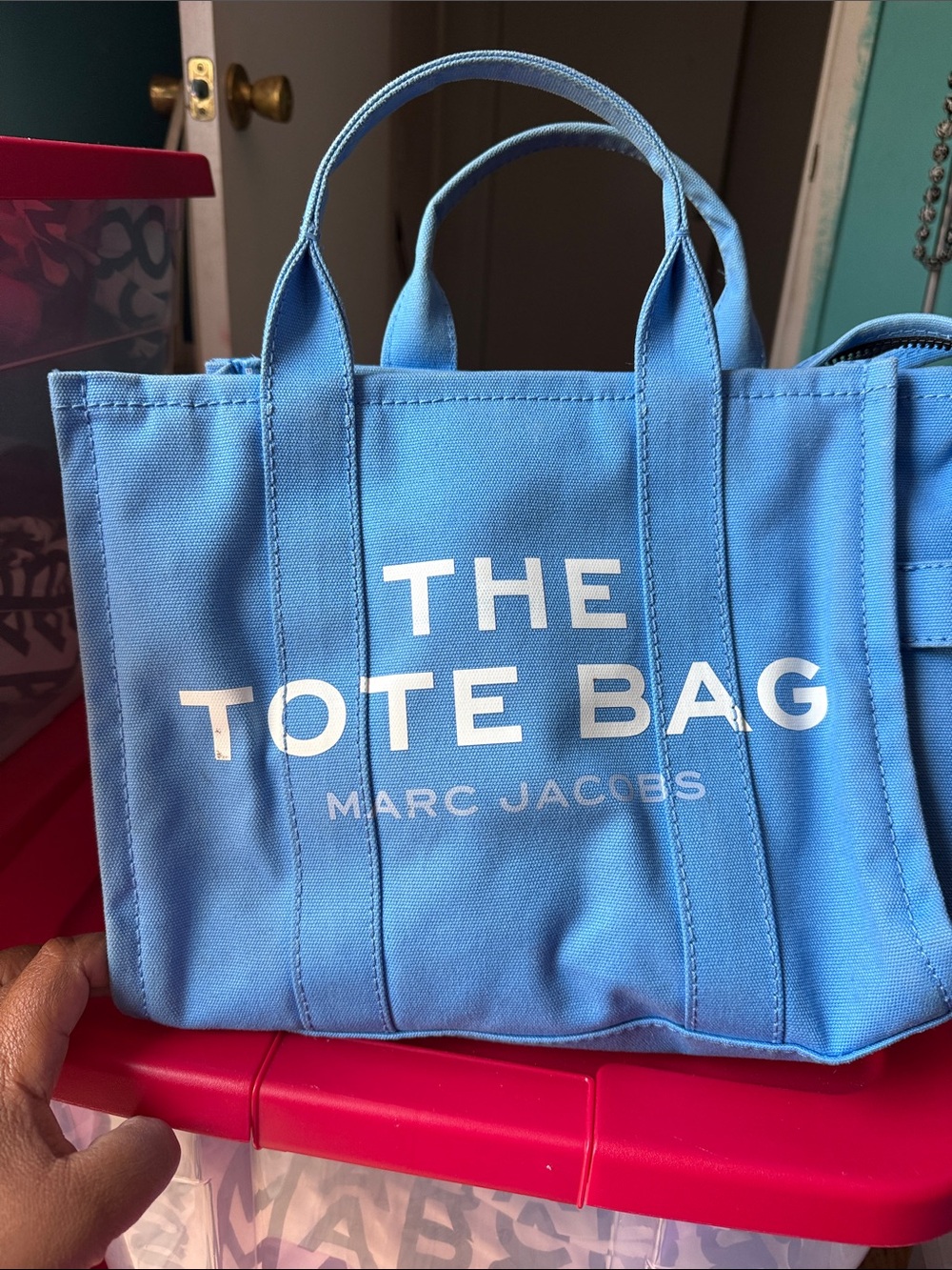 Marc Jacobs blue canvas tote bag used
